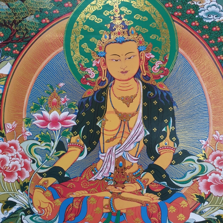 Tranh Thangka Nhân Duyên Tài Bảo_120x80cm